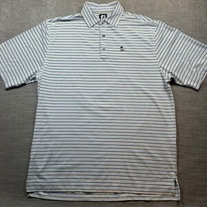 FootJoy‎ Polo Shirt Mens Large Blue Striped  ProDry Stretch Golf Top